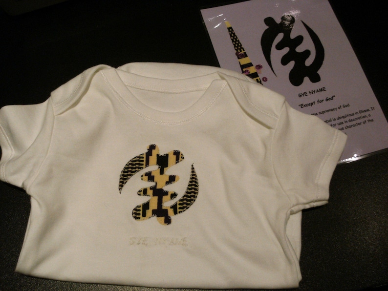 Baby/'s bodysuit with African Adinkra symbol and matching card
