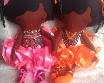 Black Rag Doll ballerina soft fabric doll African doll Angelina