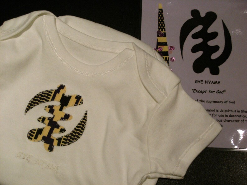 Baby/'s bodysuit with African Adinkra symbol and matching card