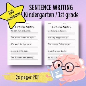 Sentence Writing Worksheet | Elementary Writing Practice | Writing Practice Printable | Simple Sentence Formation | Homeschool & Classroom