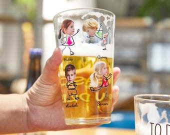 To Dad From The Reasons You Drink - Fathers Day Gifts, Personalized 16oz Pint Beer Glass, Funny Gift For Dad, New Dad, Stepdad, Bonus Dad