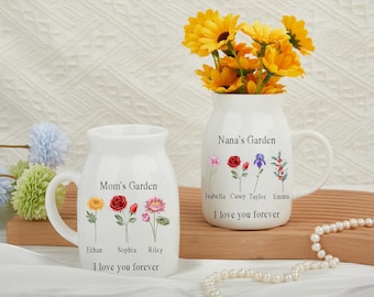 Custom Mothers Day Gifts ,Custom Name Flower Vase,Gifts For Mom,Mothers Day Plant Pot,Gift for Her,Ceramic Vase,Nanna Gifts,Grandma Gifts