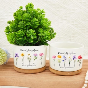 Custom Garden Flower Vase with Kids Name,Personalized Birth Flower Flower Vase,Gift for Grandma,Mother&#39;s Day Gift,Gift for Mom Nana Grandma
