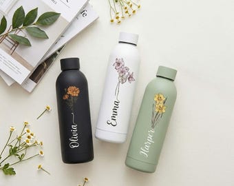 Botella de agua personalizada de acero inoxidable, botella para bebidas, regalos para damas de honor, regalo para él, botella isotérmica, botella para despedida de soltera.