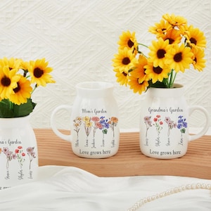 Flower Vase Gift for Grandma,Nana Flower Vase,Ceramic vase,birth flower gifts,Flower Vase,Mothers Day Gift,Gift for Grandma,Grandmas Garden
