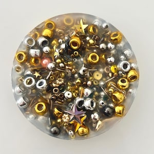 MIXED METALS Gold, Silver Bead Mix Silicone Picky Pad - Stress and Anxiety Relief - Fidget Pick Toy - Skin Picky, Dermatillomania, ADHD