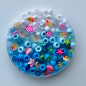FISH Swimming Bead Mix Silicone Picky Pad - Stress and Anxiety Relief - Fidget Pick Toy - Skin Picky, Dermatillomania, ADHD