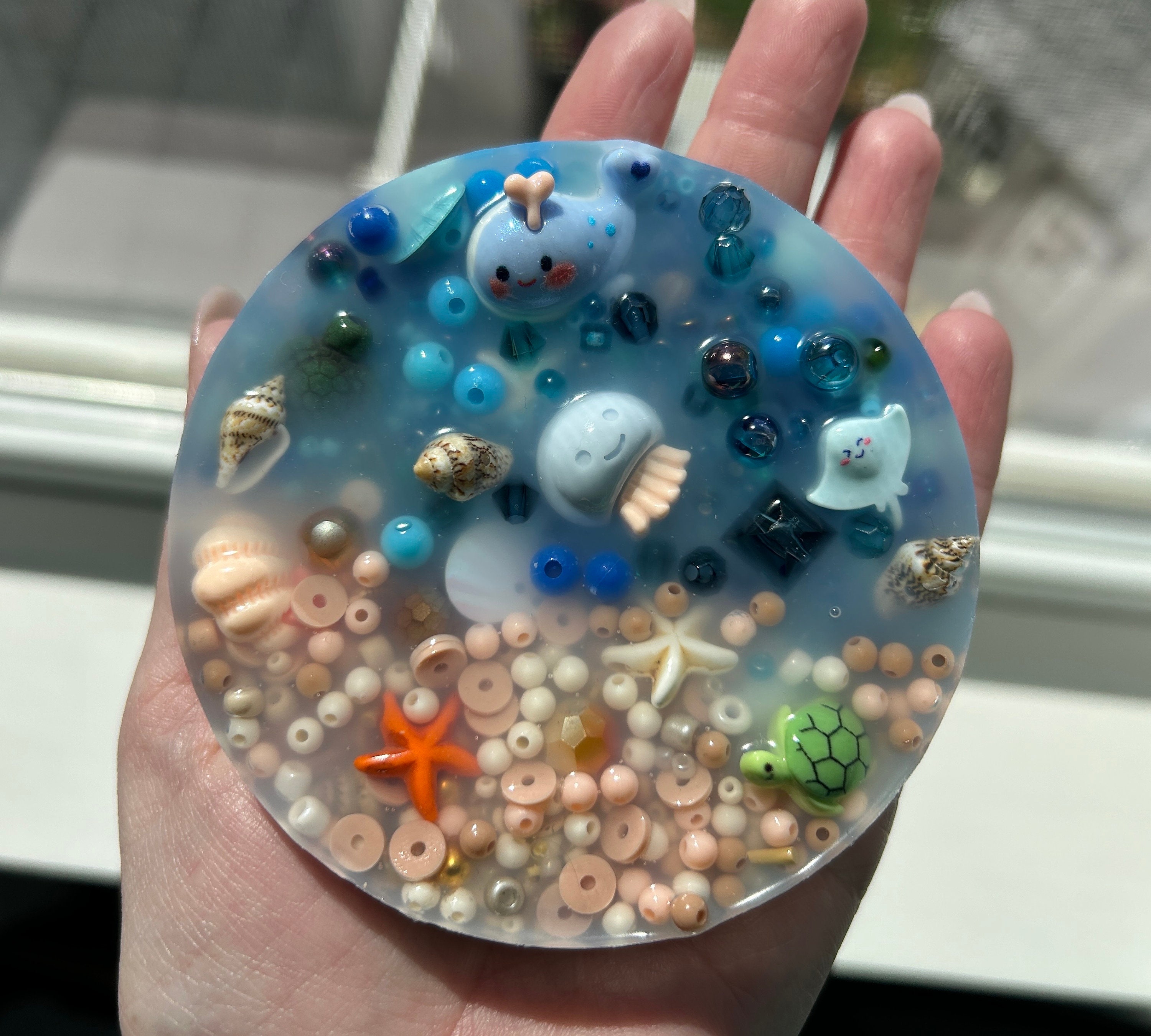 OCEAN BEACH Themed Silicone Picky Pad - Stress and Anxiety Relief - Fidget Pick Toy - Skin Picky, Dermatillomania, ADHD
