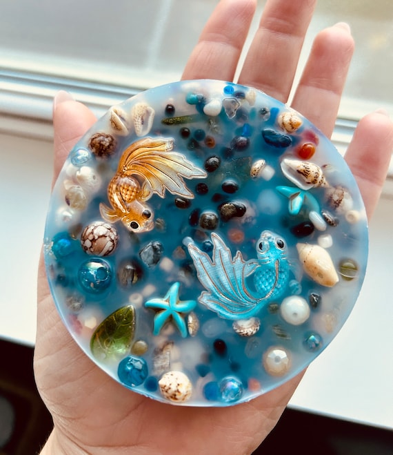 KOI POND Fish and Stones Bead Mix Silicone Picky Pad - Stress and Anxiety Relief - Fidget Pick Toy - Skin Picky, Dermatillomania, ADHD
