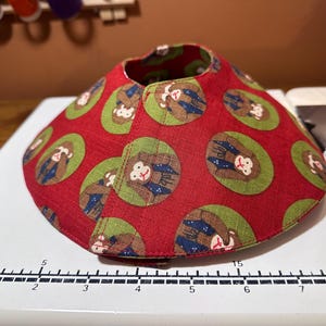 4 inch monkey motif red cotton soft cat cone /  cat soft cone collar / cone of fashion