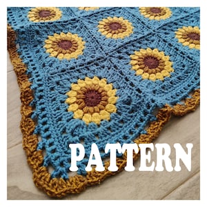 Sunflower Granny Square Blanket Crochet Pattern