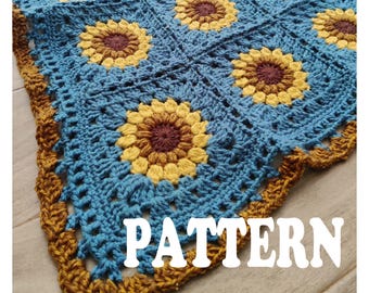 Sunflower Granny Square Blanket Crochet Pattern