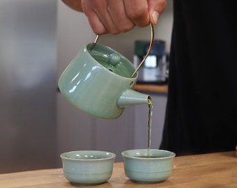Herbal Jade Teapot Set - Pot & Two Cups - Perfect Tea Lover Gift