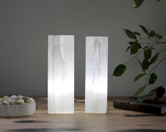 Luminária de Bloco de Selenita - Árvore da Vida - Chakra - Luminária de Cabeceira Perfeita