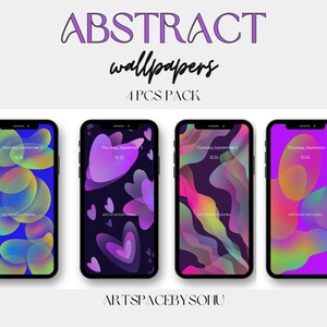 4pieces Abstract phone wallpaper,digital download,minimalist,modern designs,iOS,iphone14pro,Phone wallpaper, high resolution, abstract theme