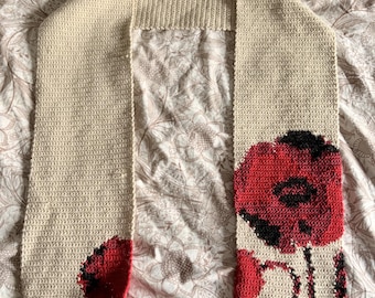 Crochet Scarf PATTERN, Crochet Pattern, Lamp Crochet Scarf Pattern, Lamp Inspired Crochet Scarf Pattern, Poppy Tapestry Crochet,