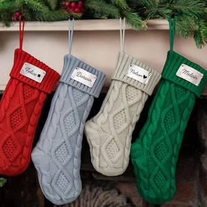 Personalized Leather Name Patch Christmas Stocking Family Holiday Decor