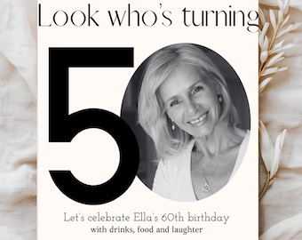 50th birthday invitation with photo | 50th birthday invite | birthday invitation | fifty birthday | 50th invitation| editable personal photo