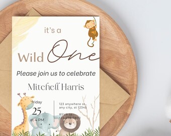 Wild one birthday | Wild one | Wild one invitation | Safari birthday | First birthday | Safari invitation |1st birthday invite |1st birthday