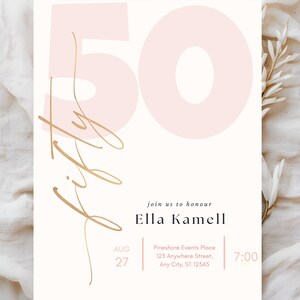 50th birthday invitation, simple 50th invitation, fifty birthday, digital 50th invite, instant download, birthday invitation, 50th birthday