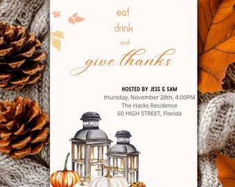 Erntedankeinladung | Freunde geben Abendessen | Thanksgiving-Dinner |Freundinnen-Einladung |  Erntedankfest | Erntedank einladen