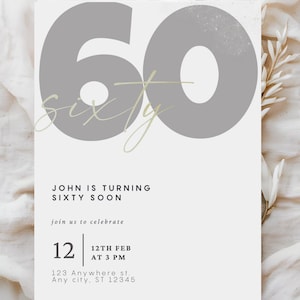 60th birthday invitation | 60th birthday men | 60th birthday invite | birthday invitation template | 60th invitation | editable template