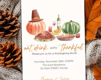 Thanksgiving invitation |Thanksgiving invite | Thanksgiving dinner |Friendsgiving invitation |Thanksgiving |  Friendsgiving dinner |Editable