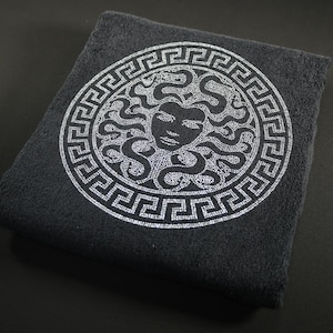 Medusa Rhinestone Bath Towel, Rhinestone Gift Towel, Holiday Gift Towel, Circle of Life Gift Rhinestone Towel, Bling Towel, Decor Towel