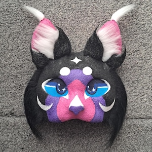 Máscara de gato Therian negra y rosa - Colección Galaxy