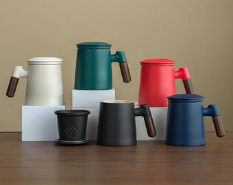 Taza japonesa con infusor de té / Taza de cerámica de hojas sueltas