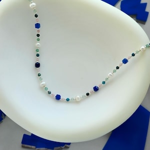 Summer Beaded Necklace – Hand-Strung Gemstones with Pearls | Playful Handmade Jewelry Gift