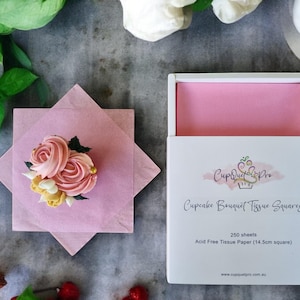 Cupcake Bouquet Tissue Paper Squares, Acid-Free Food-Grade, Precision Cut, Six Colours