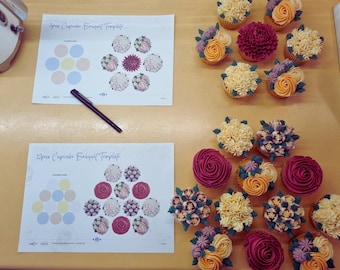 Plantilla de diseño de ramo de cupcakes, PDF interactivo, descarga digital