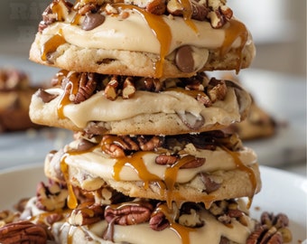 Best Caramel Pecan Turtle Cookies Recipe/Treats and Desserts/Big Cookies/Gourmet/DownloadPDF