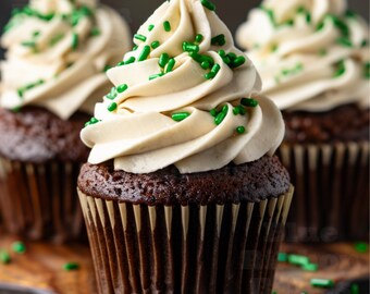 Bailey's Irish Cream Cupcakes Recipe/Chocolate Ganache/Gourmet/Download/PDF