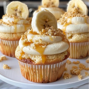Best Banana Pudding Cupcakes Recipe/Caramelized Banana Filling/Gourmet/Download/PDF