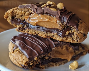 Peanut Butter Bomb Cookies Recipe/Chunky Chocolate /PDF Download