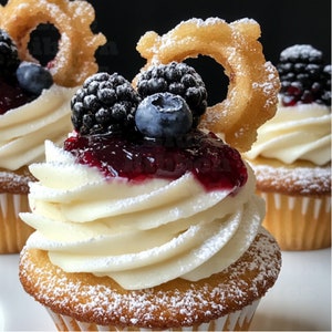 Best Berry Funnel Cake Cupcakes Recipe/Buttermilk Cake/Gourmet/Download/PDF
