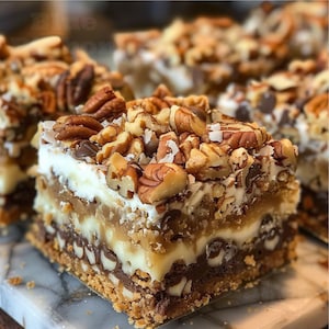Melhor receita de barra de biscoitos de 9 camadas/Nozes Chocolate Coco/Guloseimas gourmet/Baixar/ImprimirPDF