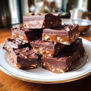 Best Chocolate Toffee Bars with Nuts recipe/Easy Chocolate Dessert/Gourmet Treats/Download/PrintPDF