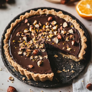 Chocolate Hazelnut Tart Recipe / Sweet Tart Crust / Gourmet Pie / PDF Download