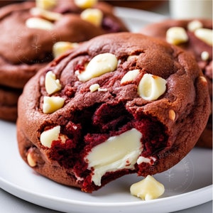 Best Red Velvet White Chocolate Cheesecake Cookie Recipe/Treats and Desserts/Big Cookies/Gourmet/Download