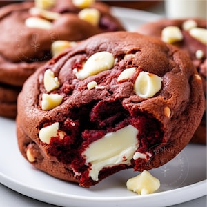 Best Red Velvet White Schokolade Käsekuchen Keks Rezept / Leckereien und Desserts / Große Kekse / Feinschmecker / Download