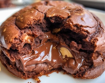 Nutella Stuffed Brownie Chunk Cookie Recipe/Treats and Desserts/Chunky Cookies/Gourmet/DownloadPDF