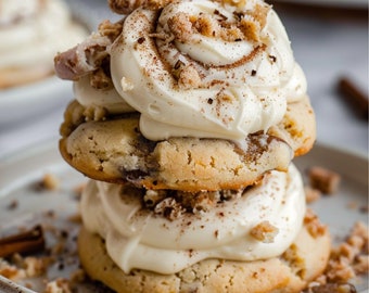 Best Cinnamon Roll Chunky Cookies Recipe/Treats and Desserts/Big Cookies/Gourmet/DownloadPDF