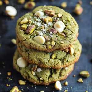 Best Pistachio & Cream Matcha Cookies Recipe/Big Cookies/Gourmet/PDF Download