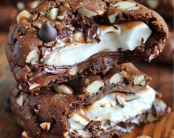 Best Rocky Road Cookies Stuffed with Marshmallow Recipe/ Gourmet/PDF Download