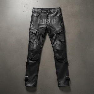 Vanguard Tactical Leather Pants – Men’s Black Biker Combat Trousers with Cargo Pockets  Knee Armor | Festival & Streetwear Fashion Best Gift
