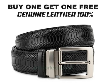 Handgefertigter Python Leder Gürtel: Verstellbarer Schlangenledergürtel im Western Style