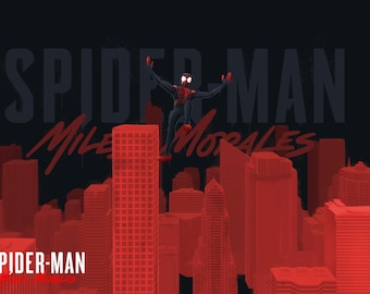 Pose de salto de Spider-man Miles Morales - Estilo Graffiti